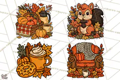 Cozy Fall Clipart PNG Autumn Harvest Illustrations Product Image 1