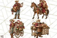 Western Christmas Clipart PNG, Cowboy Christmas, Rustic Product Image 1