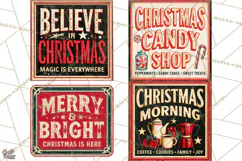 Vintage Christmas Signs Clipart PNG Product Image 1