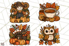 Cozy Fall Clipart PNG Autumn Harvest Illustrations Product Image 1