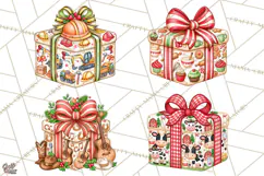 Multi Christmas Gifts Clipart PNG, Themed Wrapped Presents Product Image 1