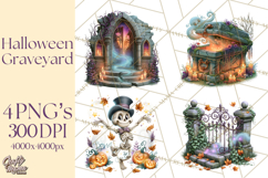 Halloween Graveyard Clipart PNG Product Image 1