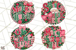 Whimsical Christmas Door Sign Clipart PNG, Merry and Bright Product Image 1
