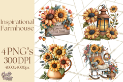 Inspirational Farmhouse Sunflower Clipart PNG Product Image 1