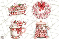 Peppermint Christmas Treasures Clipart PNG, Candy Cane Product Image 1