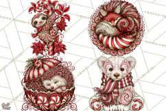 Whimsical Peppermint Animal PNG Christmas Clipart Product Image 1
