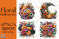 Halloween Floral Clipart PNG Spooky Flowers Images Product Image 1
