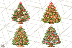 Multi Themed Christmas Trees Clipart PNG Product Image 1