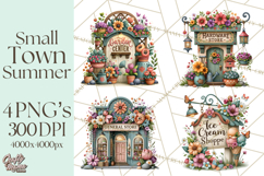 Small Town Summer Clipart PNG Scenes Product Image 1