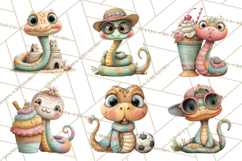 Cute Snake Clipart Pastel Reptile PNG Product Image 3