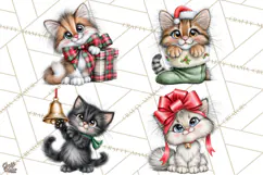 Christmas Cat Clipart PNG, Funny Kitten Christmas Product Image 1