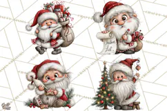 Santa Christmas Clipart, Cute Whimsical Santa PNG, Christmas Product Image 1