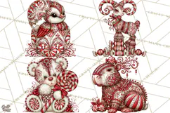 Whimsical Peppermint Animal PNG Christmas Clipart Product Image 1