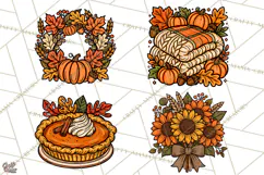 Cozy Fall Clipart PNG Autumn Harvest Illustrations Product Image 1