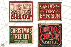 Vintage Christmas Signs Clipart PNG Product Image 1