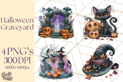 Halloween Graveyard Clipart PNG Product Image 1