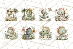 Cute Summer Dinosaur Clipart Sweet Treat Dino PNG Product Image 4