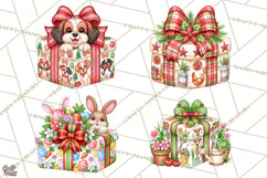 Multi Christmas Gifts Clipart PNG, Themed Wrapped Presents Product Image 1