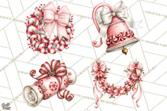 Peppermint Christmas Treasures Clipart PNG, Candy Cane Product Image 1