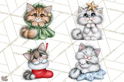 Christmas Cat Clipart PNG, Funny Kitten Christmas Product Image 1