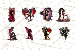 Romantic Couple Silhouettes, Rose Cutout PNG, Surreal Love Product Image 4