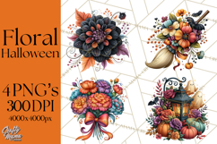 Halloween Floral Clipart PNG Spooky Flowers Images Product Image 1