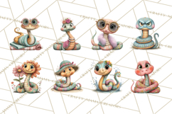 Cute Snake Clipart Pastel Reptile PNG Product Image 4