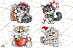 Christmas Cat Clipart PNG, Funny Kitten Christmas Product Image 1