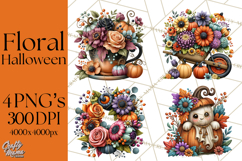 Halloween Floral Clipart PNG Spooky Flowers Images Product Image 1