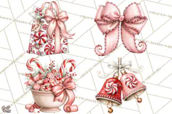 Peppermint Christmas Treasures Clipart PNG, Candy Cane Product Image 1