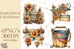 Inspirational Farmhouse Sunflower Clipart PNG Product Image 1