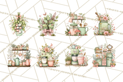 Mint Cottagecore Kitchen Clipart, Vintage Country Floral Png Product Image 5