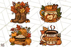 Cozy Fall Clipart PNG Autumn Harvest Illustrations Product Image 1