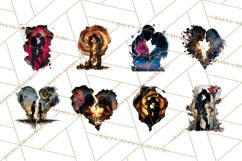 Romantic Couple Silhouettes, Rose Cutout PNG, Surreal Love Product Image 5