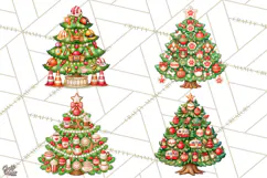 Multi Themed Christmas Trees Clipart PNG Product Image 1