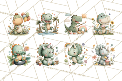 Cute Summer Dinosaur Clipart Sweet Treat Dino PNG Product Image 6