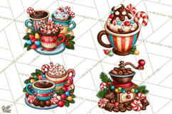 Cocoa Christmas Clipart, Chocolate Coffee Holiday PNG Product Image 1