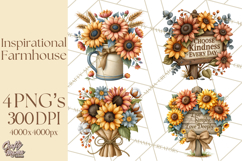 Inspirational Farmhouse Sunflower Clipart PNG Product Image 1