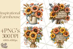 Inspirational Farmhouse Sunflower Clipart PNG Product Image 1