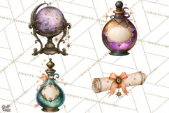 Vintage Witch Apothecary Clipart PNG, Halloween Magic Product Image 1