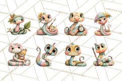 Cute Snake Clipart Pastel Reptile PNG Product Image 6