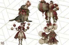 Christmas Circus Clipart, Vintage Christmas Circus PNG Product Image 1