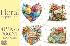 Heartfelt Inspirational Floral PNG Clipart Product Image 1