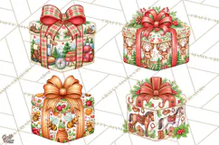 Multi Christmas Gifts Clipart PNG, Themed Wrapped Presents Product Image 1