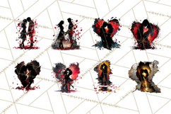 Romantic Couple Silhouettes, Rose Cutout PNG, Surreal Love Product Image 6