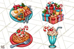 Christmas Retro Diner Clipart PNG 1950s Holiday Food & Decor Product Image 1