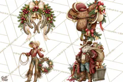 Western Christmas Clipart PNG, Cowboy Christmas, Rustic Product Image 1