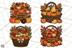 Cozy Fall Clipart PNG Autumn Harvest Illustrations Product Image 1