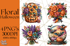 Halloween Floral Clipart PNG Spooky Flowers Images Product Image 1