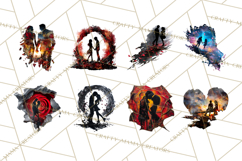 Romantic Couple Silhouettes, Rose Cutout PNG, Surreal Love Product Image 7